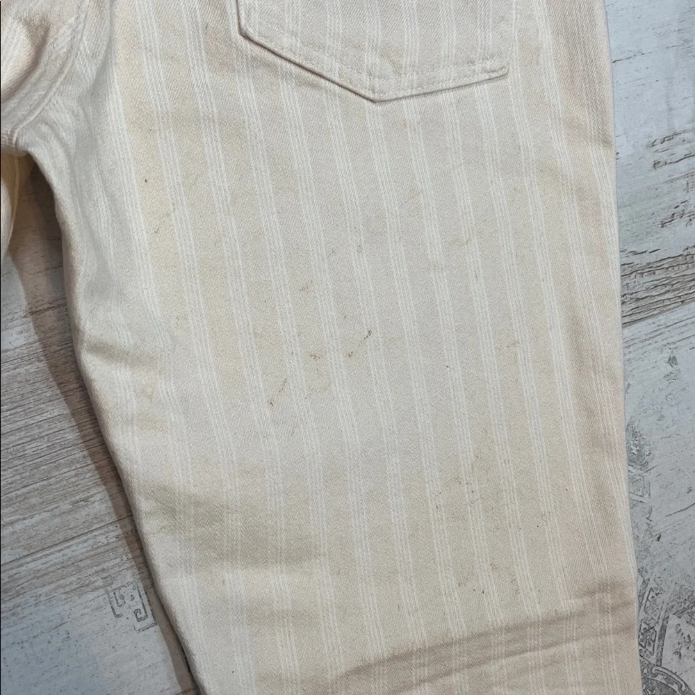 AG Adriano Goldschmied Ag-Ed Denim The Prima Crop Cigarette Cream Striped 32